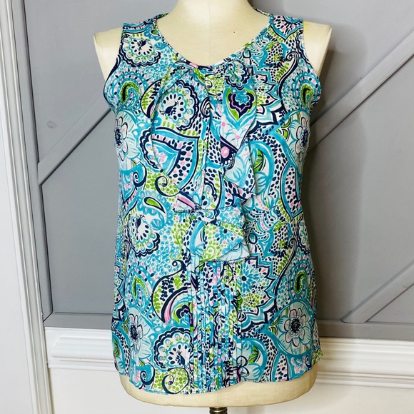 🚨Final Sale Lilly Pulitzer Peacock Silk Blouse Women's Size 10‎ - Picture 1 of 8